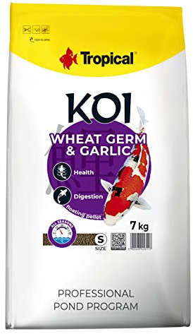 Tropical Koi Wheat Germ & Garlic Pellet Size S 7kg - mangime per Piccoli Pesci da laghetto, mangime Giornaliero per Carpe Koi per Un'Ampia Gamma di Temperature dell'Acqua, da 8 a 30°C.