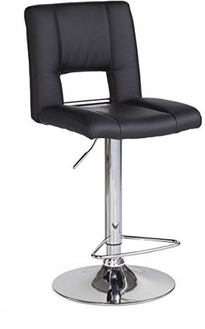AC Design Furniture Sonia Barhocker 2er Set, B: 41,5 x H: 115 x T: 52 cm, Schwarz/Chrom, Kunstleder/Metall, 2 Stk