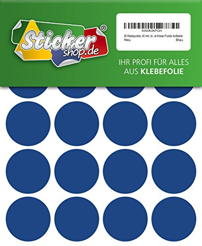 80 Klebepunkte, 40 mm, blau, aus PVC Folie, wetterfest, Markierungspunkte Kreise Punkte Aufkleber