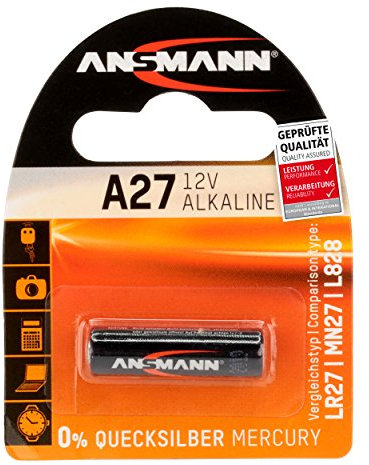 ANSMANN Batteria di Marca Alkaline A27 (12V) MN27, V27A per apertura porta garage, sistema di allarme, mini radio, grilletto per videocamera, dispositivi di misura, campana ecc.