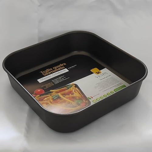 Vespa Teglia Sfornatutto da Forno Antiaderente Alluminio 99.5% per rustici pizze Pasta Gateau 20.4x20.4cm H5.4cm -Made in Italy-