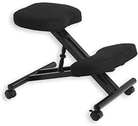 IDIMEX Kniestuhl Kniehocker Sitzhocker Bürohocker Gesundheitsstuhl Robert in schwarz, höhenverstellbar, bequem gepolstert, rollbar