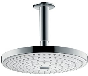 hansgrohe Raindance Select S 240 Duschkopf, Kopfbrause für Deckenmontage, 2 Strahlarten, Weiß/Chrom