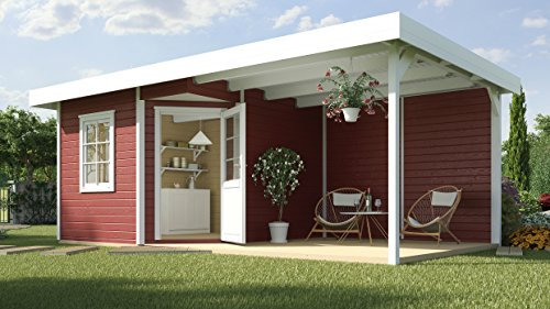 weka Designhaus 213 B Gr.1, 5-Eck, schwedenrot, 28 mm, ET, F, Anbau 300 cm