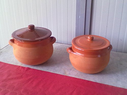 pentola in terracotta semi smaltata cm 18 con coperchi