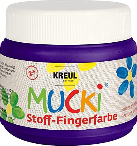 KREUL 28110 - Mucki leuchtkräftige Stoff - Fingerfarbe, 150 ml in violett, auf Wasserbasis, parabenfrei, glutenfrei, laktosefrei und vegan, optimal für die Anwendung mit Fingern und Händen