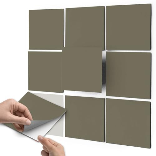Fliesen-Aufkleber Folie Sticker selbstklebend I Dekorfliesen Designfolie Küche renovieren Bad Wand Dekoration I 10x10 cm Farbe Braungrau Light - 9 Stück