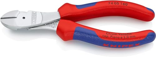 KNIPEX Kraft-Seitenschneider verchromt, 74 05 160 | Mit Mehrkomponenten-Hüllen 160 mm