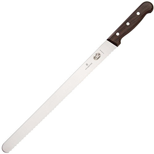Victorinox Rosewood Schinkenmesser, mit Holzgriff, Wellenschliff, Rund, rostfrei, edelstahl, spülmaschinengeeignet