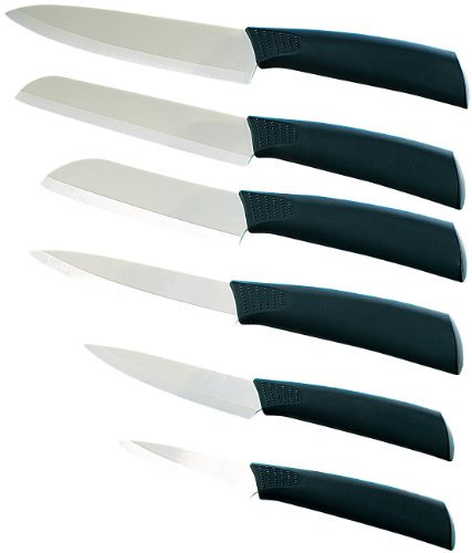 Rosenstein & Söhne Keramikmesser Set: Keramikmesser Komplettset 6-teilig (Messerset Keramik, Keramikmessersets, Schäler)