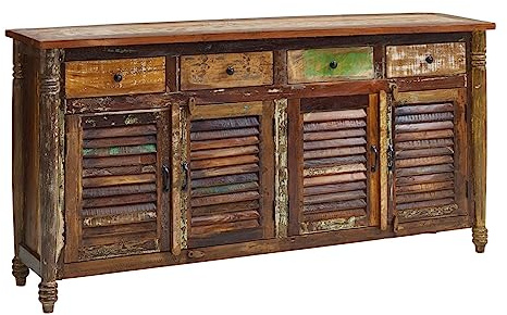 MASSIVMOEBEL24.DE | Sideboard Fable aus Altholz, Kommode Vintage aus Massivholz, Holzkommode mit 4 Schubladen und 4 Schranktüren