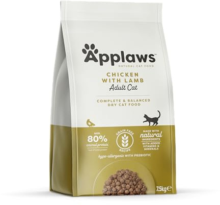 Applaws Alimento secco completo per gatti, pollo senza cereali con agnello extra, per gatti adulti - sacco richiudibile da 7.5 kg