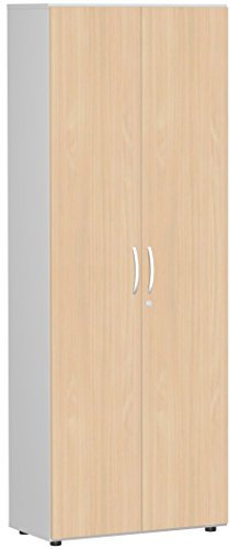 Gera Möbel Schranksystem Flex Garderobenschrank, Holzdekor, buche/lichtgrau, 80 x 42 x 216 cm