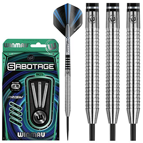 Winmau Sabotage 22g Profi Wolfram Steeltip Dartpfeile Set mit Flights und Schäfte