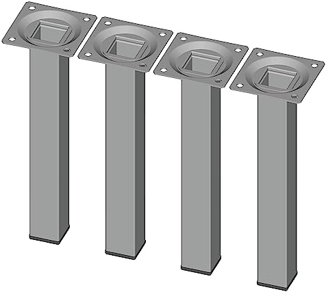 Element System 18133-00294 200 mm Length 25 x 25 mm mm Diameter Square Steel Pipe Furniture Legs includes Screw-Mounting Plate - White Aluminium (4-Piece)