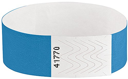 OTWIS 100 Tyvek Kontrollarmbänder – nummerierte Einlassbänder und Eintrittsbänder, selbstklebend, wasserabweisend, 255 x 19 mm, Blau