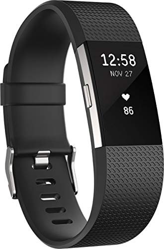 Fitbit Charge 2 Standard Bracelet d'activité et de suivi de la fréquence cardiaque, Mixte Adulte, Noir, Taille L