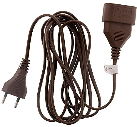 Zenitech - Prolunga Elettrica HO3VVH2F 2x0,75mm² - Presa 6A con Sicurezza Bambini - Cavo di Qualità per Uso Interno - Conforme Normative NF - Marrone - 2m