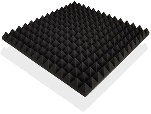 8x Pyramidenschaumstoff, Platten je ca. 50x50x7cm (=ca. 2 m²), in der Farbe Anthrazit Schwarz, Pyramidenschaumstoff, Noppenschaumstoff, Schaumstoff