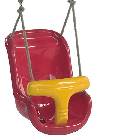 WICKEY Babysitz 2-teilig Kleinkind-Schaukelsitz mit Sicherheits-Features Sicherheitsgurt unterteilt rot-gelb