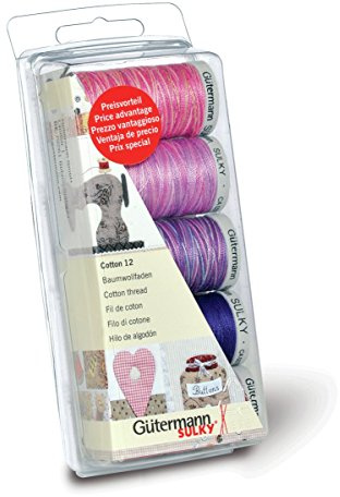 Gütermann Nähgarn-Set, Embroidery 12, 100 Prozent Baumwolle Beere
