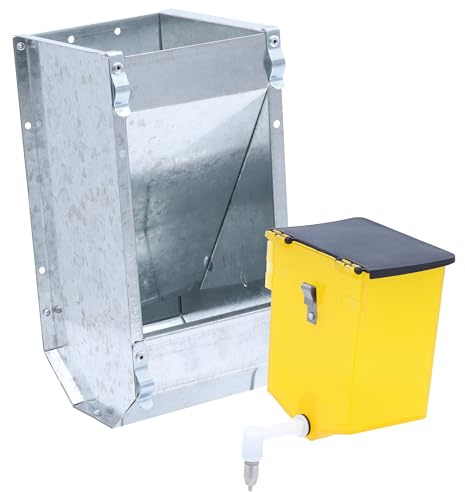 Agrarflora Kaninchen Set - Futterautomat 1,5kg + Nippeltränke 0,5 Liter - verzinkter Futtertrog mit 1 Fach - Kleintiertränke mit Tränkenippel - Haustier Starter-Set für Kleintiere und Hasen