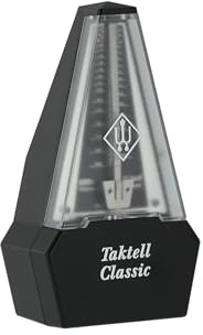 Wittner Metrónomo Taktell Classic Serie 829 - Carcasa de plástico - Sin campana - Negro/Plateado - Mecánico con cuerda - No se requieren baterías - Hecho en Alemania