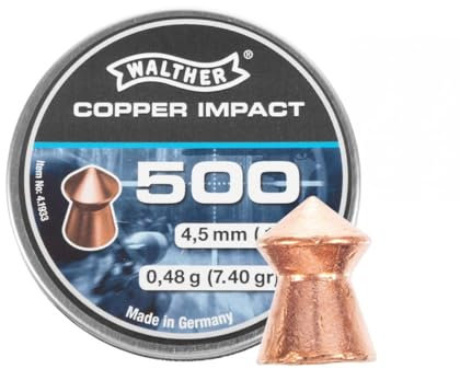 Umarex Copper Impact Diabolos, 4,5 mm, 500 Stück | Spitzkopf Geschossform, verkupfert, Luftgewehrkugeln, ideal für Luftpistolen