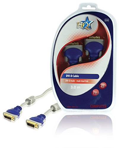 HQ DVI-D/DVI-D, 3.0m - Câbles DVI (3.0m, 3m, DVI-D, DVI-D, 165 x 76 x 270 mm) Bleu, Gris