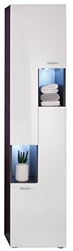 trendteam smart living - Tetis - Hochschrank - Graphit/Weiß Hochglanz - Badezimmerschrank mit Glastüren - (BxHxT) 40 x 182 x 30 cm - ohne Beleuchtung - Kratzfest