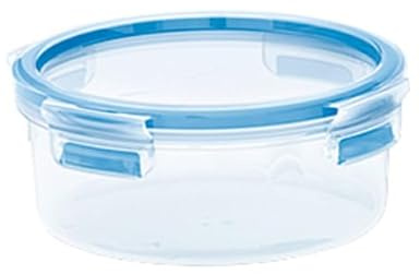 EMSA 508552 Clip & Close Frischhaltedose mit Deckel, Kunststoff, 0,85 l, rund, transparent/blau