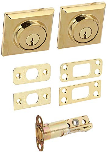 Baldwin DCTSD003 Reserve Double Cylinder Traditional Square Deadbolt, Lifetime Brass Finish