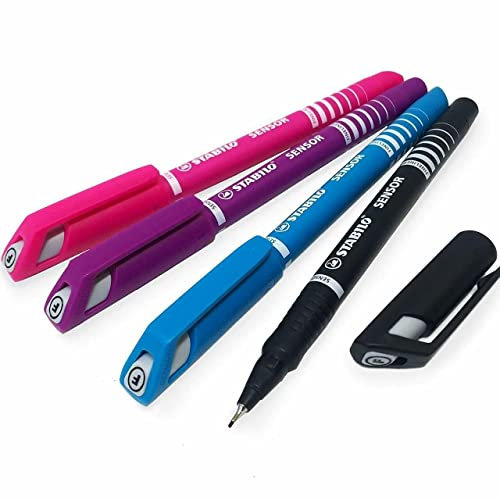Fineliner mit gefederter Spitze - STABILO SENSOR F - fein - 4er Etui - COLORTANGLE Edition