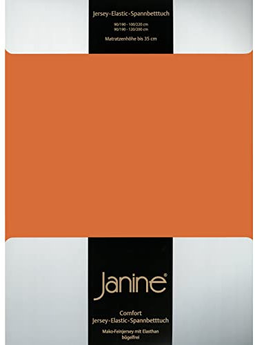 Janine Spannbettlaken Elastic - extra weiches und elastisches Spannbetttuch - für Matratzen 140x200cm bis 160x220cm rost-orange