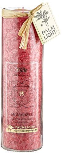 Palm Light Chakra Kerze – rot, 20cm, 100 Std. Brenndauer, in Kristalloptik, Hochwertig für Innen & Außen