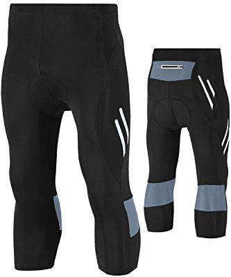 Mr.Stream Herren Radhose 3/4-Länge Fahrradhose mit Sitzpolste Radlerhose Professionelle Trainingshose Reflektierende Nacht Safe Kompressionshose Tights Radsport Hosen/Kurze 5XL Gray