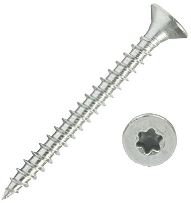 500 Spanplattenschrauben 5,0x50 Edelstahl A2 V2A VA Torx Vollgewinde Holz | Edelstahlschrauben Spanplattenschrauben mit Senkkopf, Holzschrauben, Holzbauschraube, Universalschrauben mit verstärktem Kopf