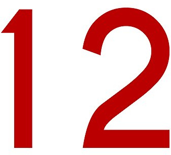 Zahl 12 in rot, 30 cm großer Sticker, wetterfeste Klebezahl | Selbstklebende Klebefolie für Hausnummern an Tür, Tor, Garage, Schaufenster und allen glatten Oberflächen