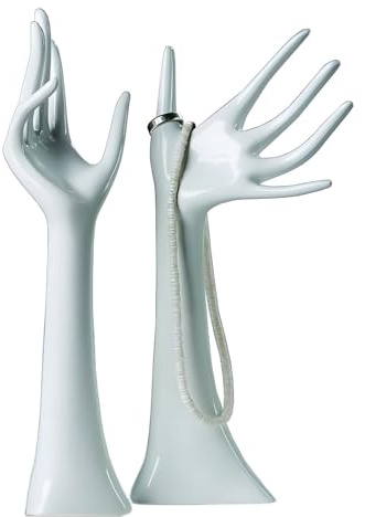 2 Design DEKO SCHMUCKHÄNDE | 33cm, weiß | Schmuckhalter, Dekohand, Kettenhalter Hand Links & rechts