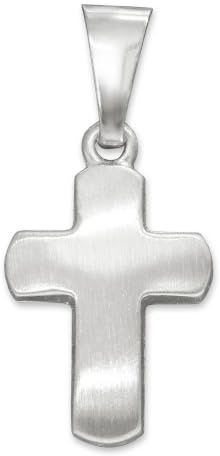 CLEVER SCHMUCK Kreuzkette Anhänger Silber 12 mm schlicht seidenmatt gewölbt Sterling 925 im Kreuz Etui Geschenk zur Taufe