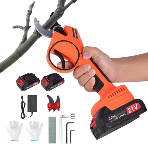 Tijeras de Podar Eléctricas 35mm: Tijeras de Podar Bateria Compactas y Ligeras, 2 baterías de 2000mAh 21V, Motor 800W, Tijeras de podar bateria para Olivos Viñedos Jardines Árboles