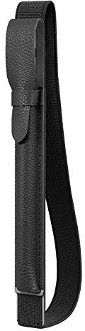 FINTIE Funda Compatible con Apple Pencil (2.ª /1.ª Generación) con Banda Elástica - Estuche de Cuero Sintético con Bolsillo Incorporado para Adaptador USB, Negro