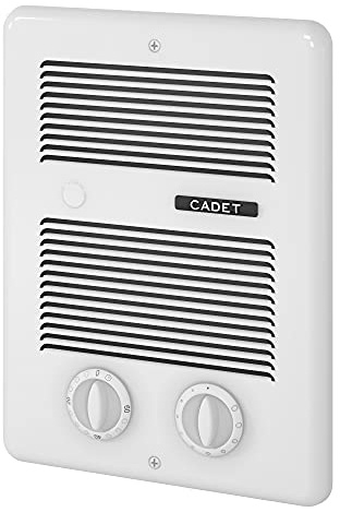 Cadet Com-Pak Bath Electric Wall Heater Complete Unit with Thermostat and Timer (Model: CBC103TW, Part: 65101), 3415 BTU, 240/120 Volt, 1000 Watt, White