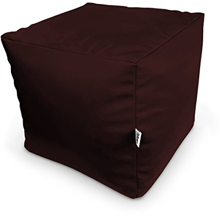 Natalia Spzoo Sitzwürfel aus Kunstleder 33×33×33 cm – Leichter Sitzhocker/Fußhocker, Sitzwürfel für Kinder & Erwachsene, wasserabweisend, mit Reißverschluss, Füllung Styroporkügelchen (Braun)