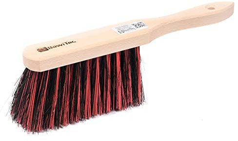 BawiTec Qualitäts Handfeger Arenga-Elaston-Borsten-Mix 28cm Lang Breit Holz für groben und feinen Schmutz Borsten-Mischung Handbesen Gartenfeger für draussen