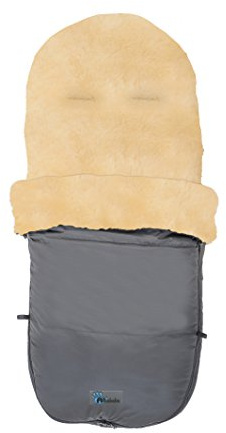 Altabebe (MT2280LP-64) Lammfell-Fußsack, passend für Bugaboo Joolz Kinderwagen, Winterfußsack wind- & wasserabweisend, warmer Fußsack, Oberteil abnehmbar, echtes Lammfell. Farbe: Dunkelgrau
