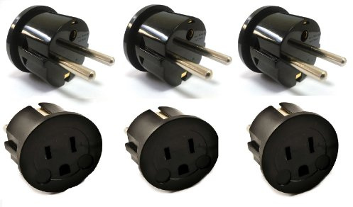Ckitze USA to Europe Germany, France Plug Adapter – 6 Pack - Type E/F Schuko Grounded American to European Plug Adapter - CE Certified for Mobile Cell Phone, Laptop, Tablet Chargers and More