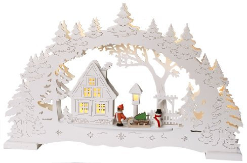 Best Season LED-Fensterleuchter Village, 10 warm weiß LED, Material: Holz , Trafo circa 27 x 43 cm, natur 270-27