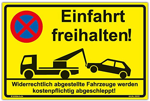 Aufkleber Einfahrt freihalten PVC Vinylaufkleber 300x200 mm