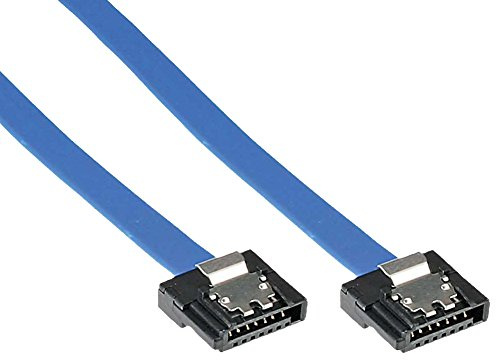 InLine 21236 Cavo SATA III 6 GB/s, SATA a SATA, 0.3M, Basso Profilo, Chiusura a Scatto Blu